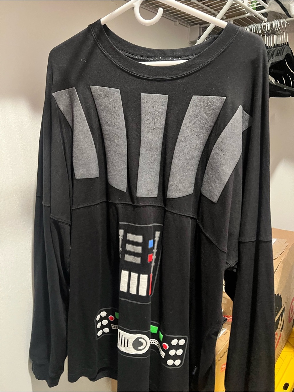Star Wars Black Long Sleeve Tee with Gray and Multicolor Chest Print